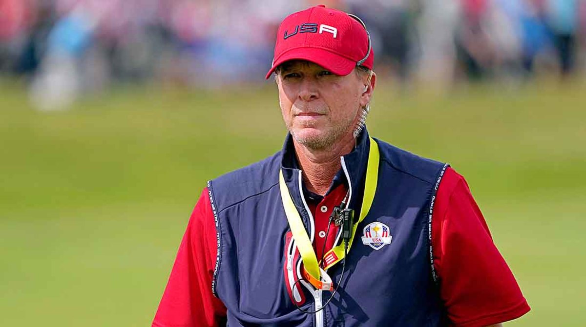 Steve Stricker is pictured at the 2021 Ryder Cup at Whistling Straits in Wisconsin.