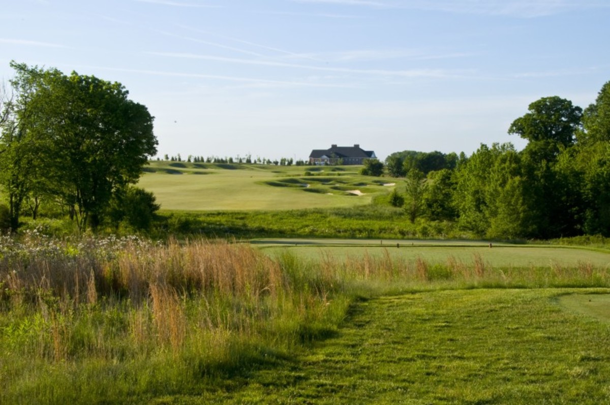 The closing hole at Laurel Hill Golf Club is an uphill risk/reward par 5. 