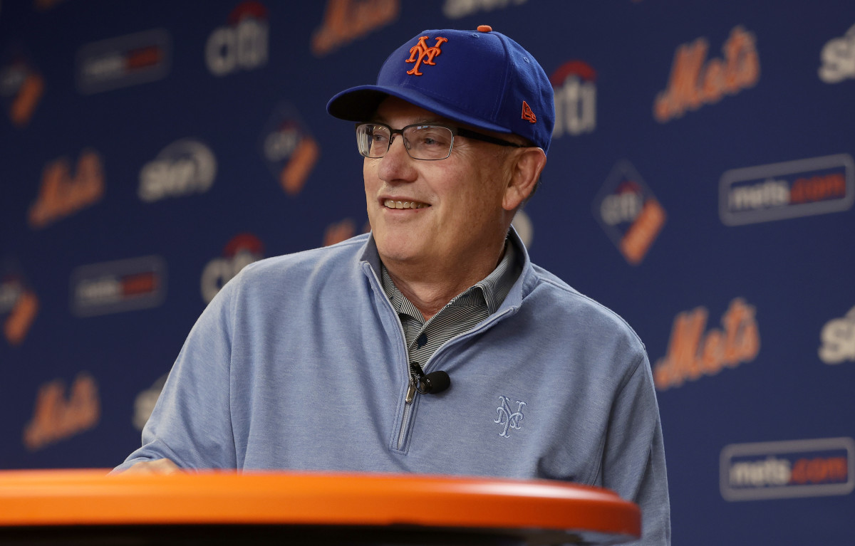 New York Mets owner Steve Cohen speaks to the media before a game against the Milwaukee Brewers at Citi Field on June 28, 2023 in New York City. The Brewers defeated the Mets 5-2.