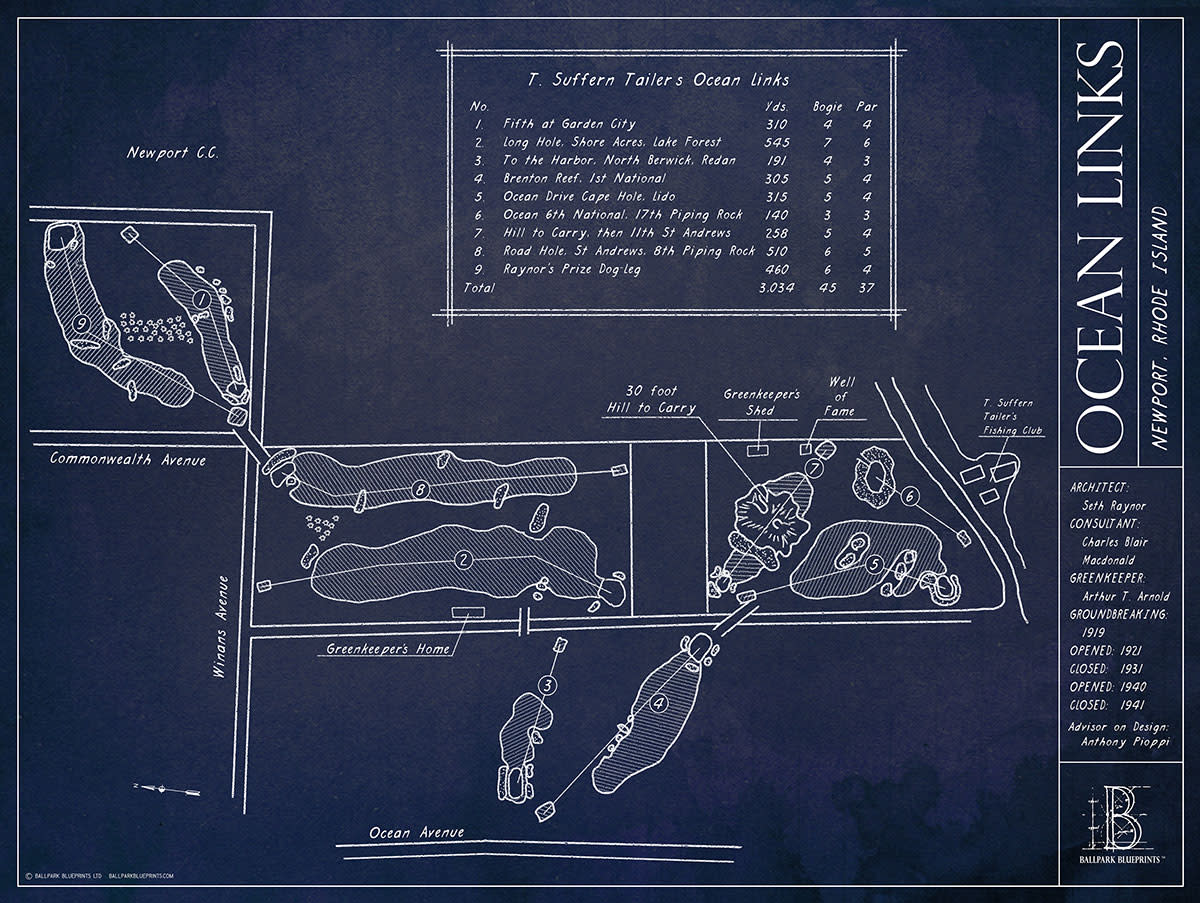 Seth Raynor's routing for the Ocean Links Golf Course.