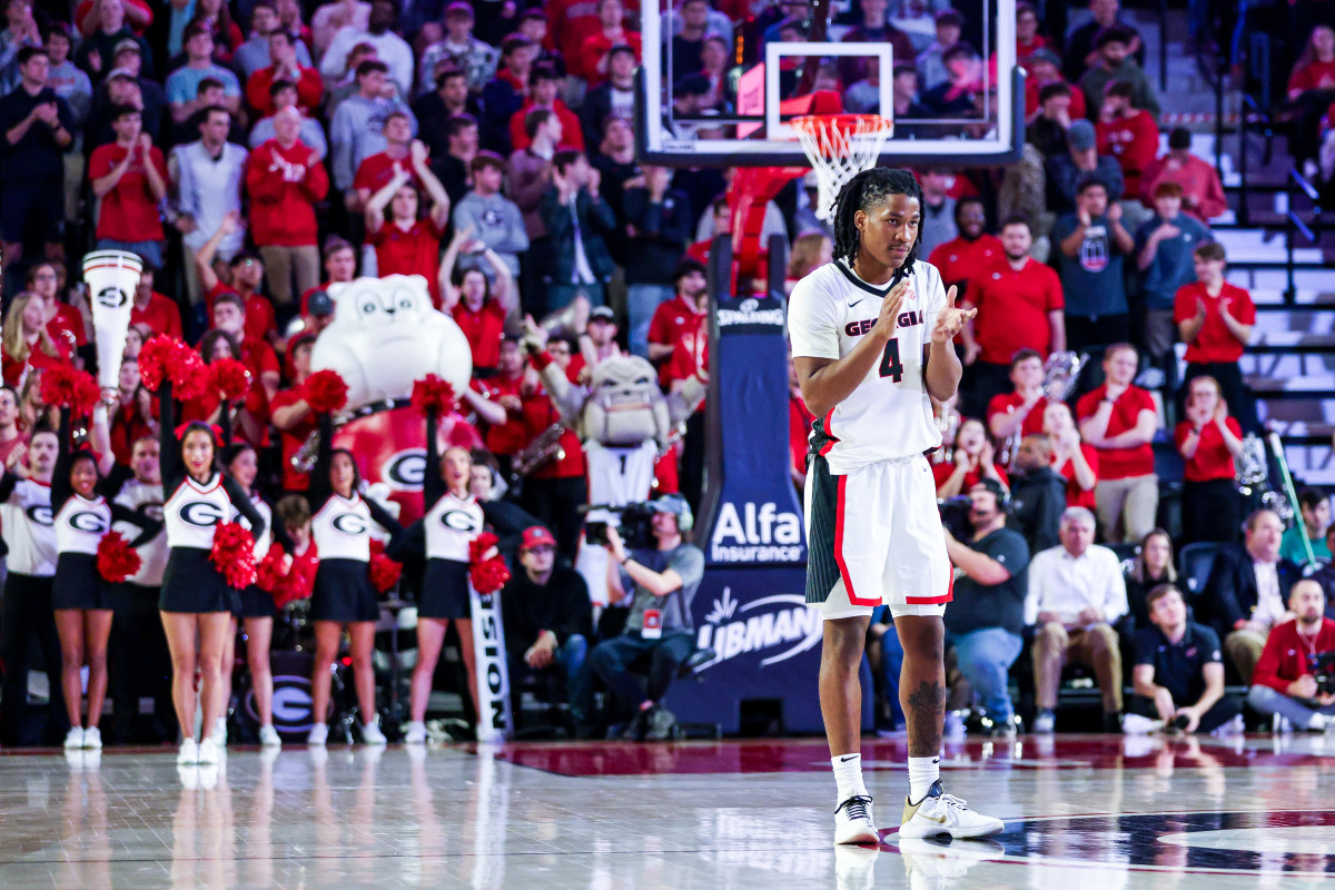 Georgia guard Silas Demary Jr. (4) during Georgia’s game against Arkansas at Stegeman Coliseum in Athens, Ga., on Wed, Jan. 10, 2024. (Cassie Baker /UGAAA)