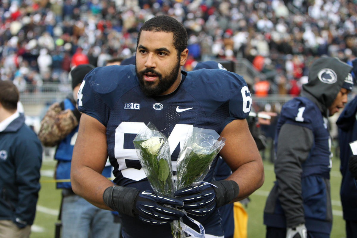 Former Penn State lineman, and current MIT mathematician, John Urschel is pictured at Penn State football Senior Day in 2013.