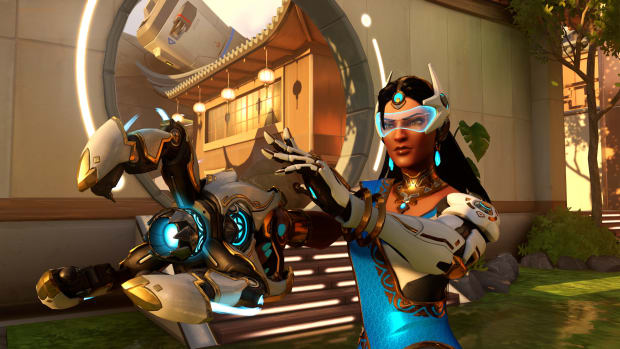 Symmetra gun forward in OVerwatch 2