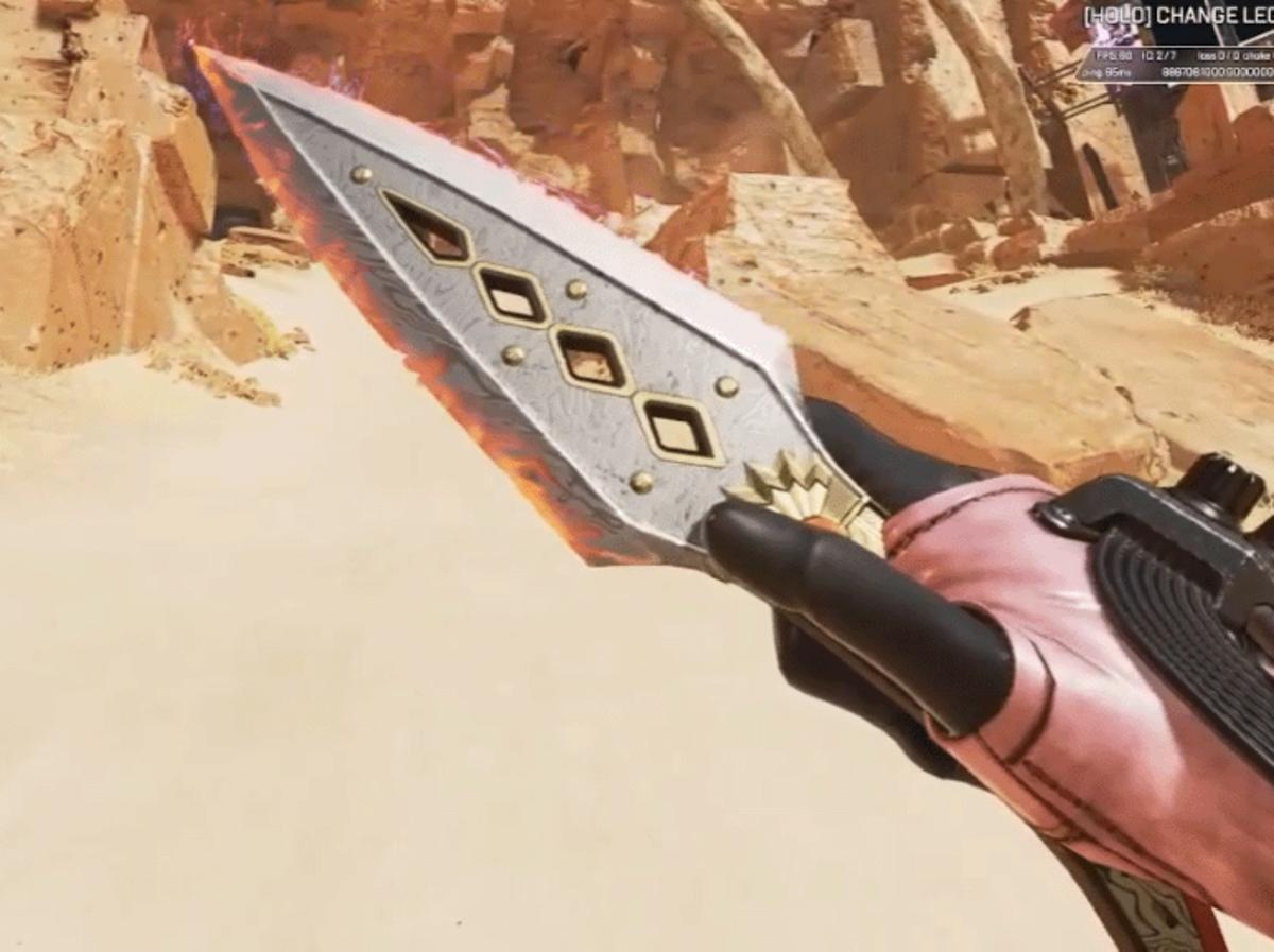 Wraith's second heirloom, the Kunai "Hope's Dawn" available in the Apex Legends Imperial Guard Collection Event.