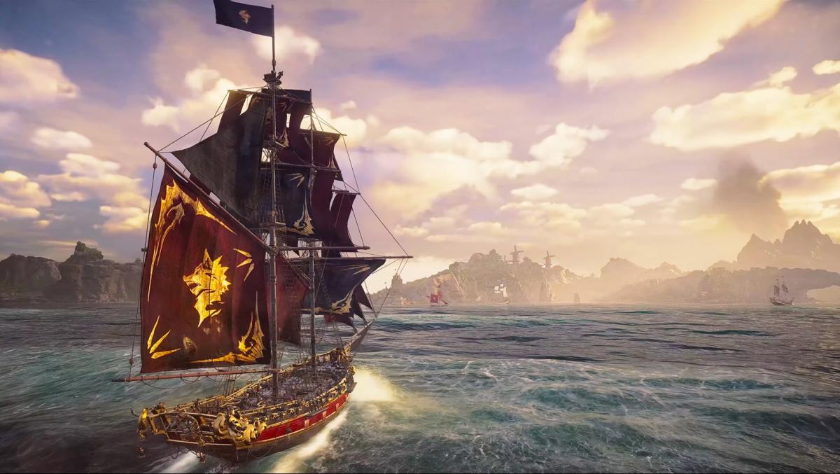 A lone ship sales the waters in Skull and Bones.