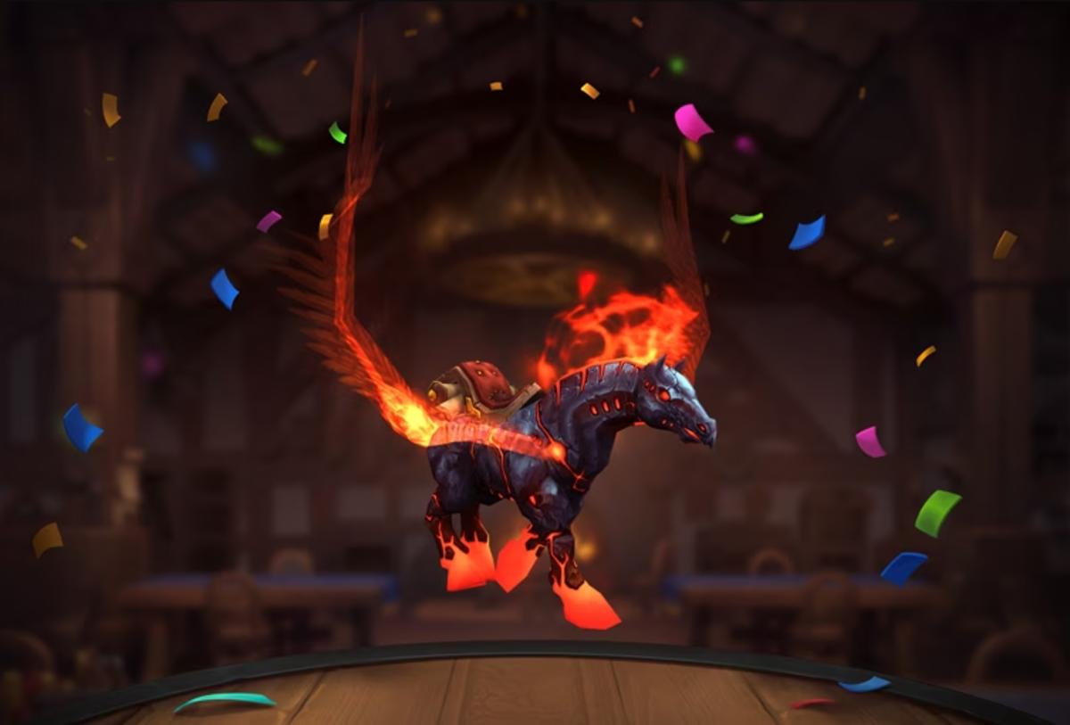 Players can earn the Fiery Hearthsteed Mount just by logging into World of Warcraft between March 11th and March 14.