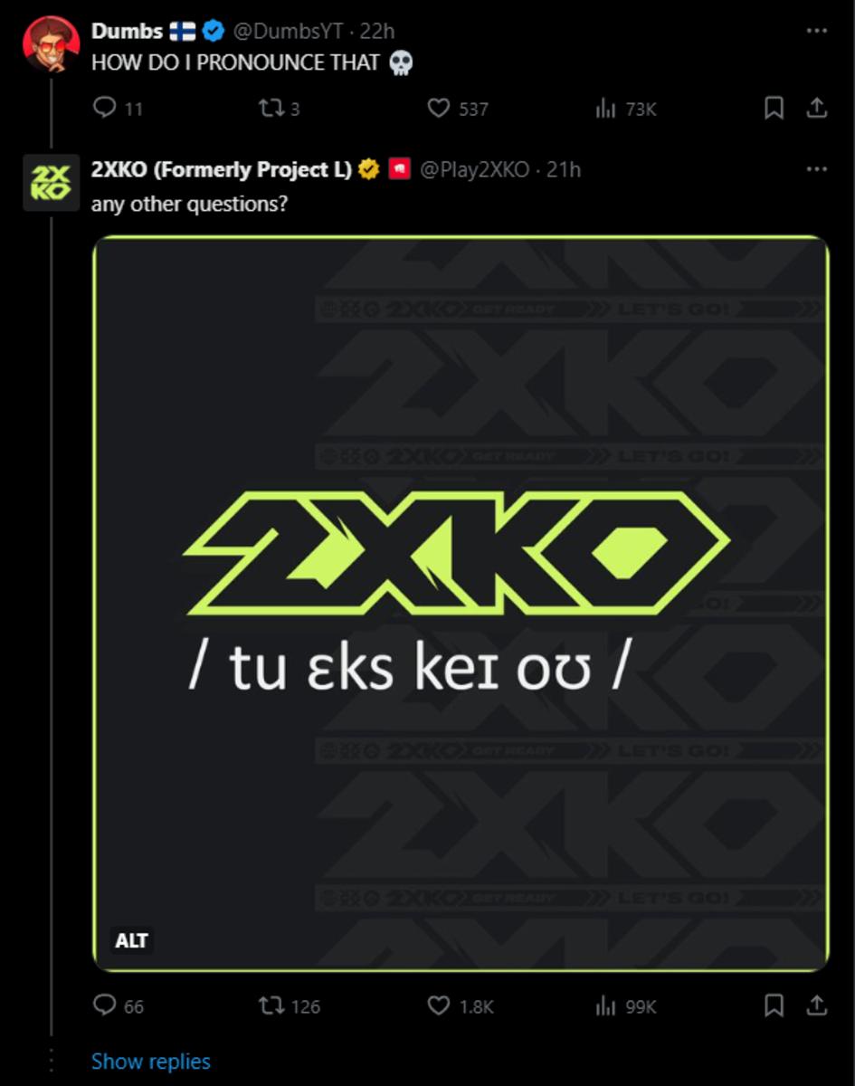 The official pronunciation of 2XKO.
