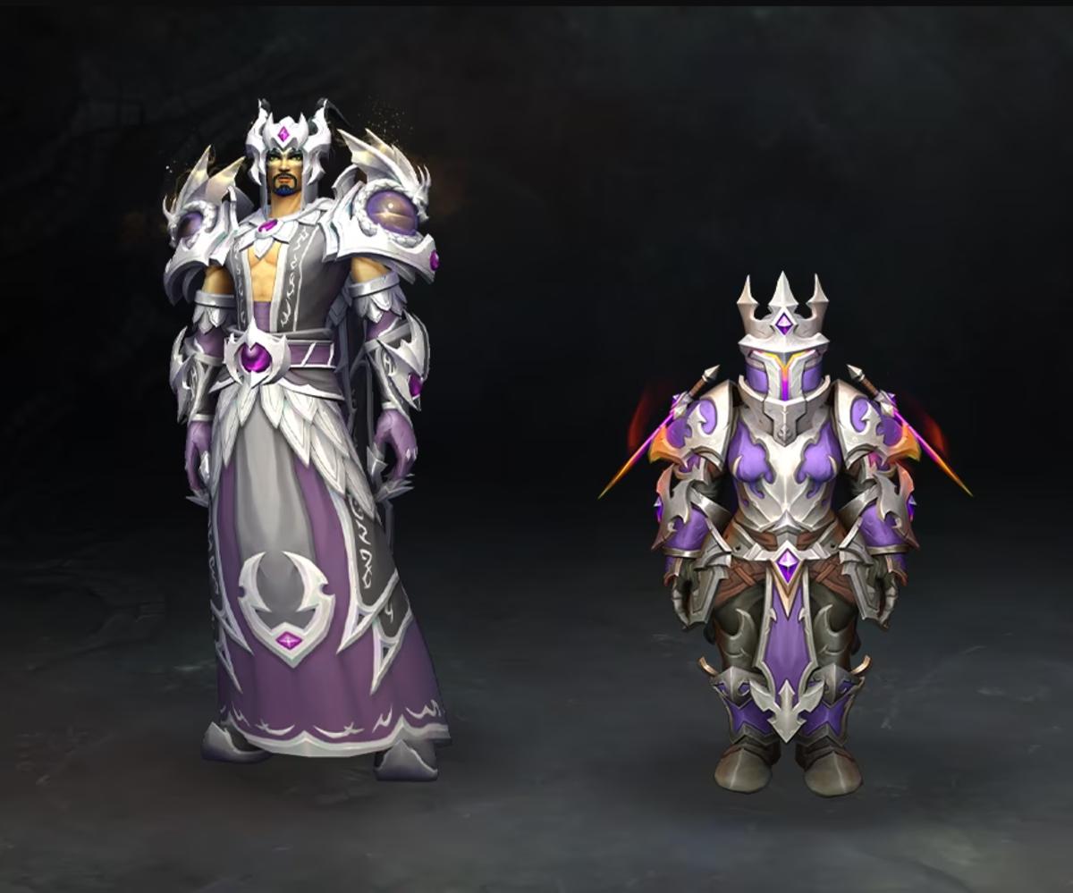 Class Armor for the Evoker and Paladin in World of Warcraft: Dragonlight's Amirdrassil Raid.