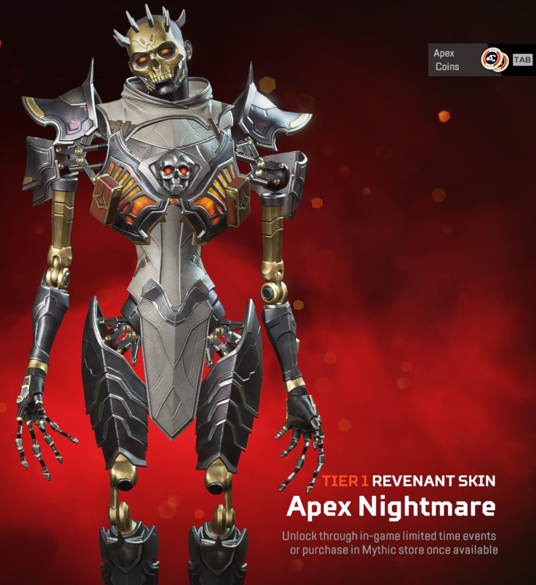 The Apex Nightmare Prestige Skin for Revenant in Apex Legends.