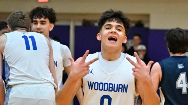 a Woodburn West Albany 5A Oregon boys basketball quarterfinal 2024 Leon Neuschwander 61