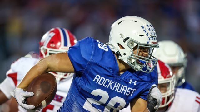 Bishop Miege Kansas at Rockhurst Missouri football 9-22-23 David Smith 23721