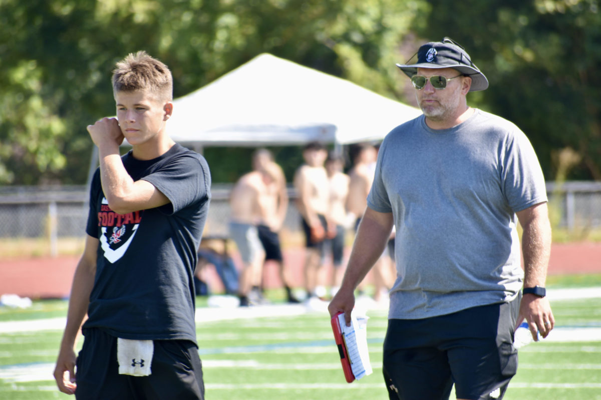 Junior QB Dom Colletto (left) and Union coach Rory Rosenbach (right).