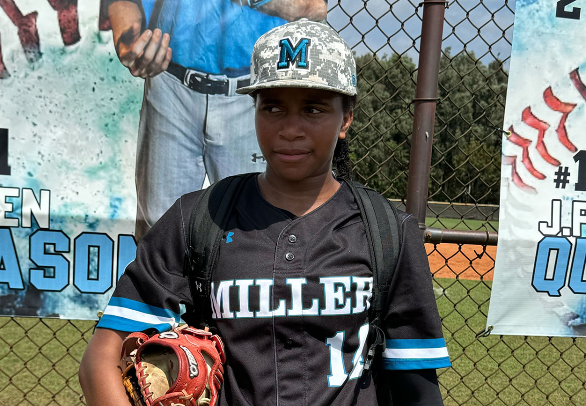 Miller School's Naomi Ryan made her varsity baseball debut, Saturday morning, pitching 1-1/3 scoreless innings. She also plays for Team USA's Women's National Team and showed she also has the stuff to compete with boys.