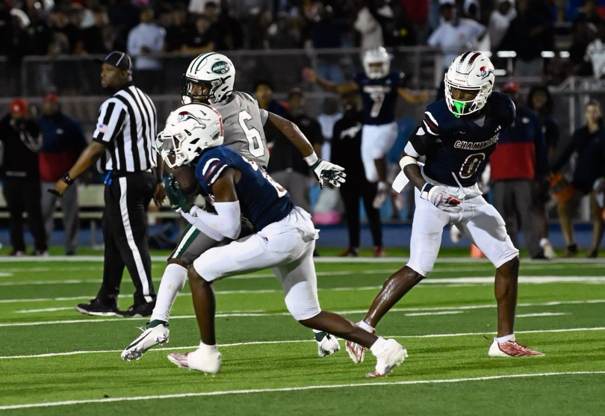 Chaminade-Maddona's Curtis Janvier had two interceptions, including this one with 1:13 to play to ice the Lions' 31-28 victory over Miami Central.