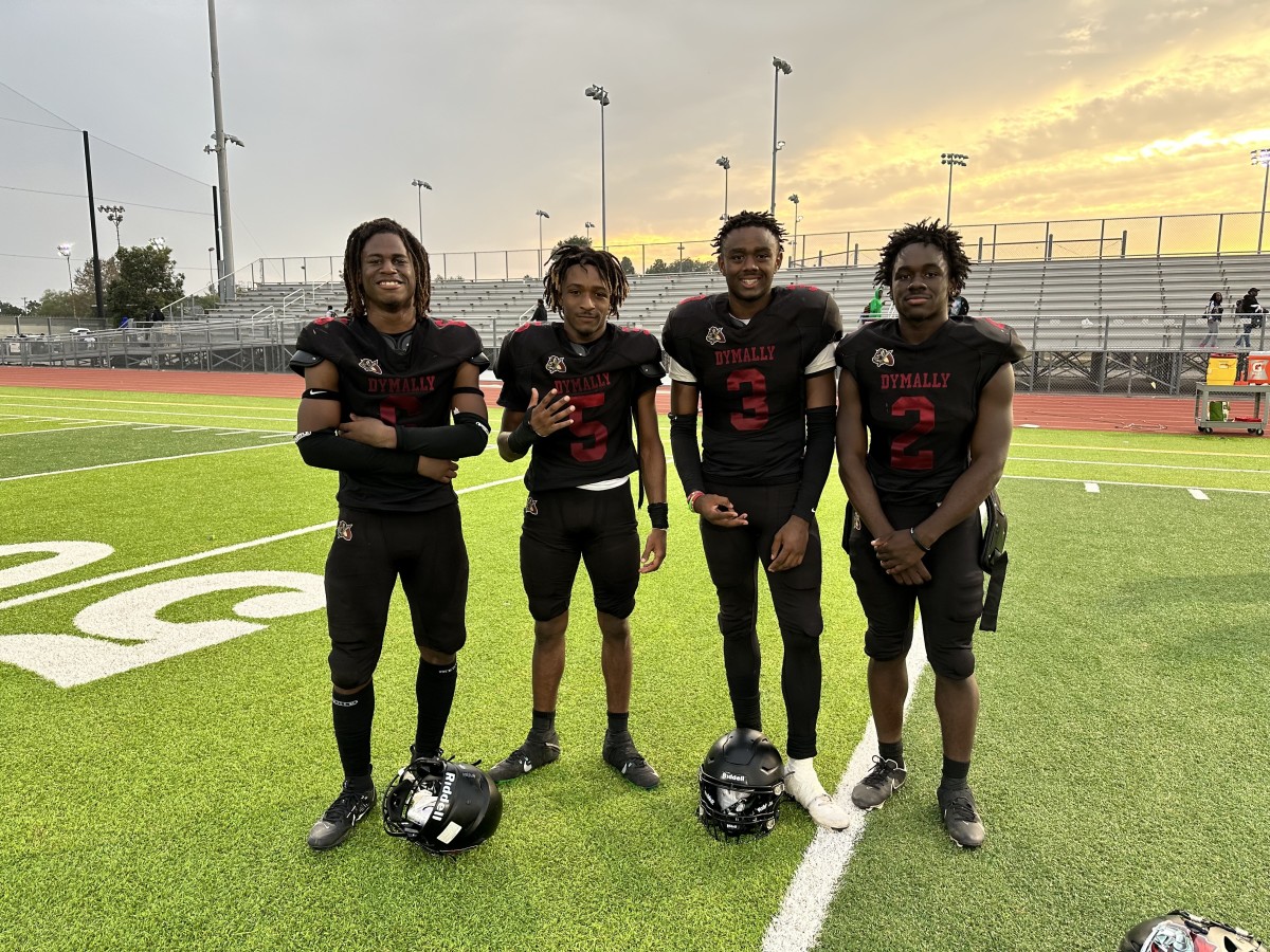 Dymally football's (L-R) Milton Catching, Tramonte Lowe, Bryant Collins, Jermaine Whiten.