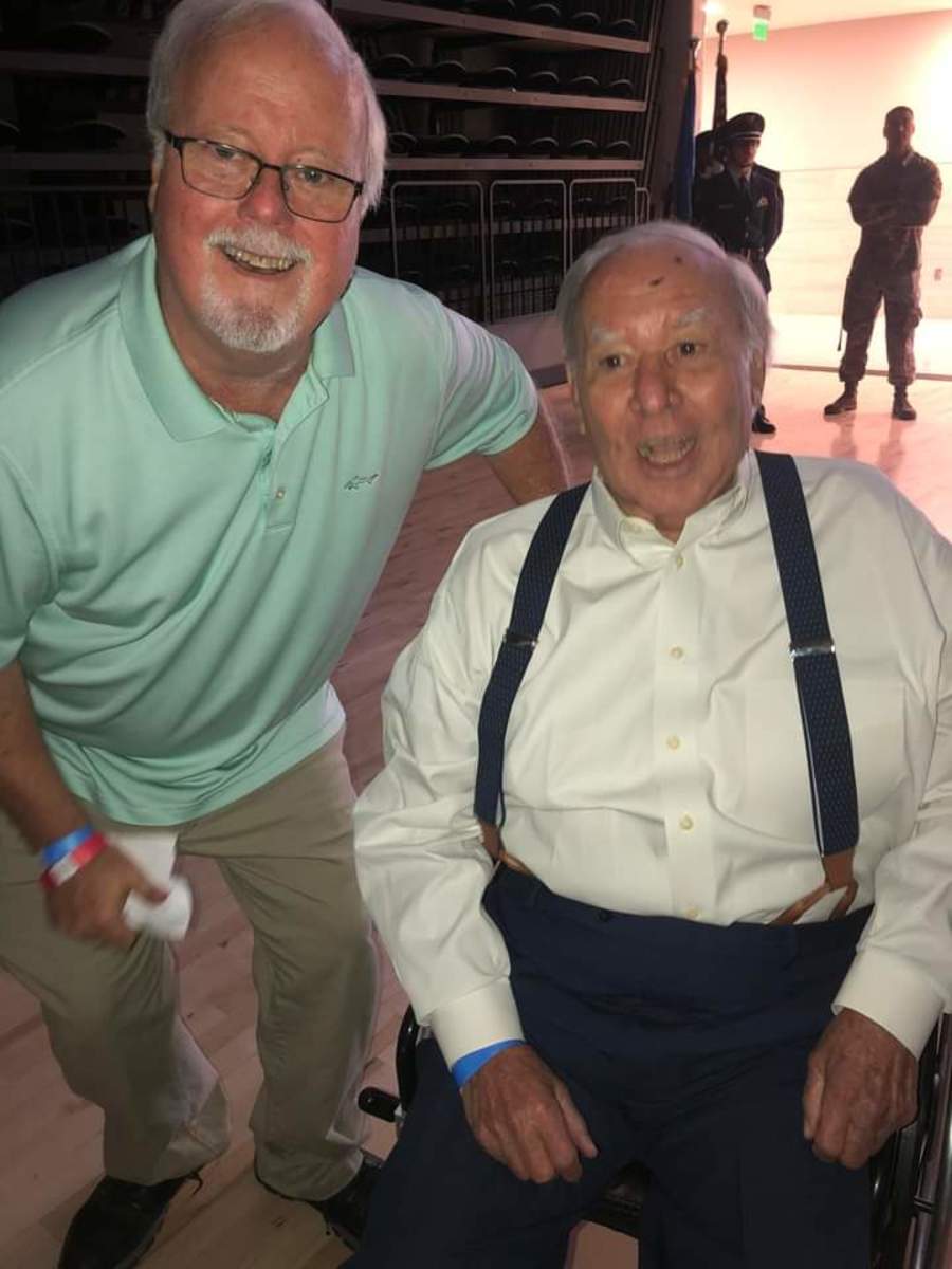 Mike Kays, left, with former Muskogee football coach Ron Lancaster, who also won state titles as coach at Enid and Jenks.