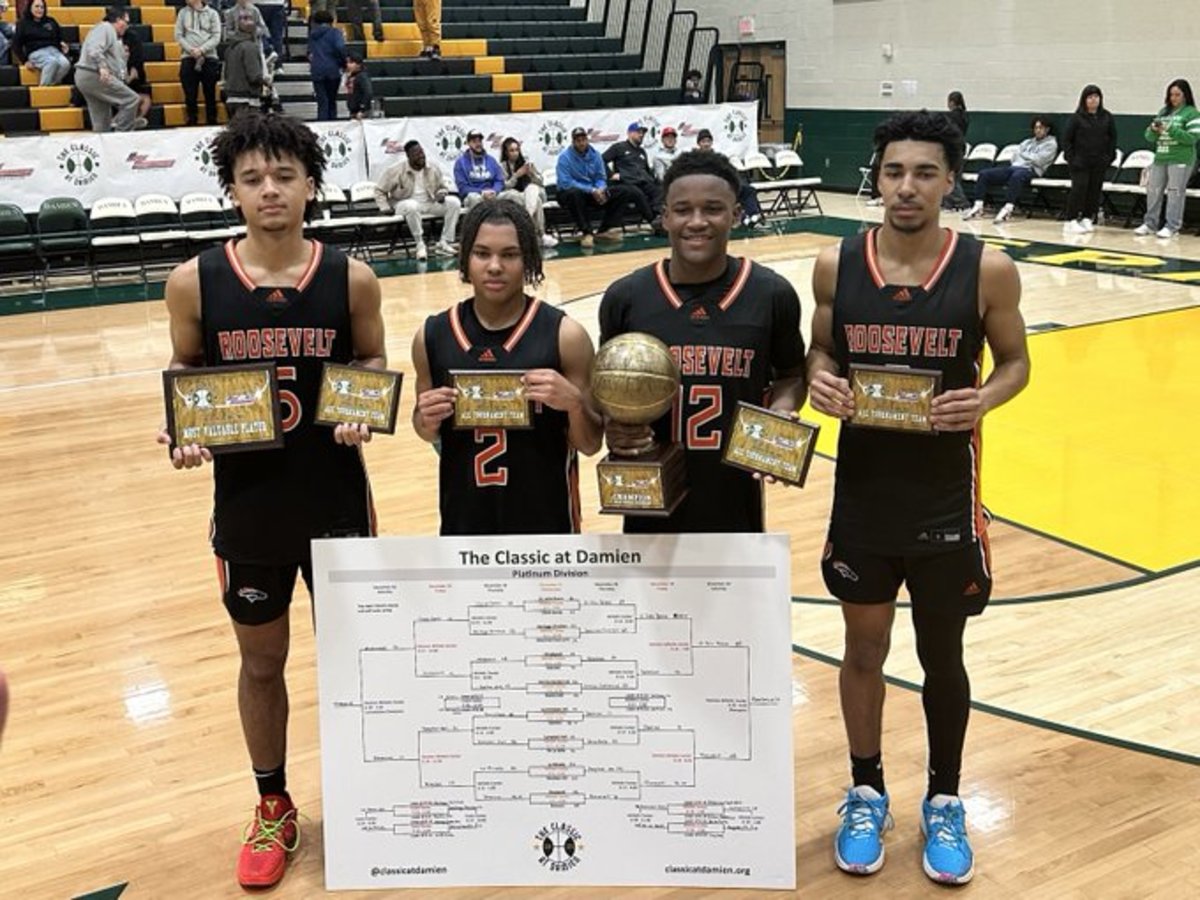 Eastvale Roosevelt All-Tournament selections (L-R): Brayden Burries, Myles Walker, Issac Williamson, Darnez Slater.