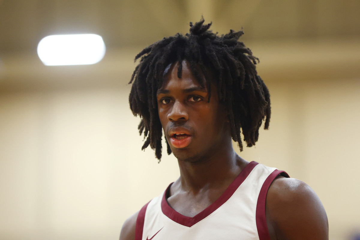 Dec 8, 2022; Scottsdale, AZ, USA; Cardinal Hayes Cardinals guard Ian Jackson (11) against the Duncanville High School Panthers during the HoopHall West basketball tournament at Chaparral High School. Mandatory Credit: Mark J. Rebilas-USA TODAY Sports