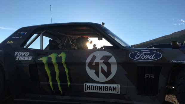 Ken Block in his rally car.