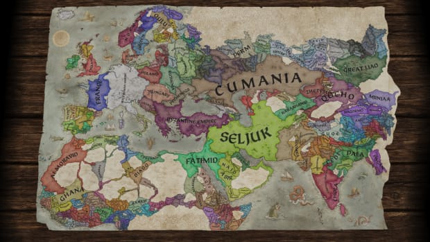 The war map in Crusader Kings 3.