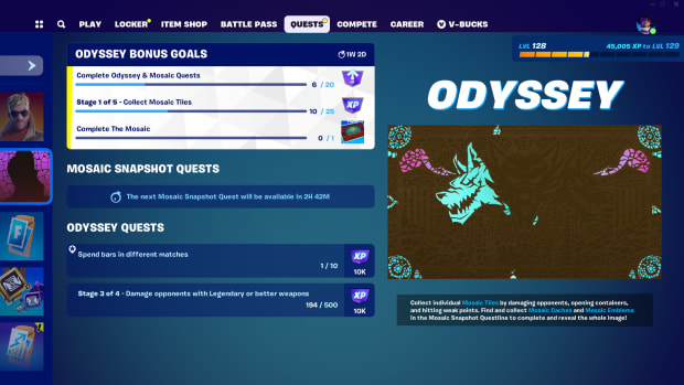 Fortnite Odyssey Mosaic quests