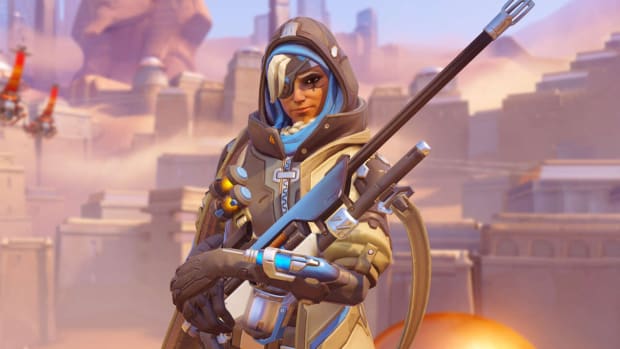 Overwatch 2's Ana, cradling her rifle in her left arm