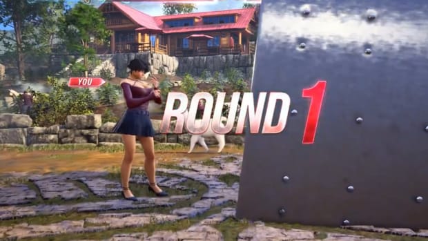 Tekken 8 screenshot of a player facing off against a giant metal cube.