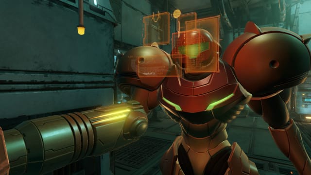 Samus saving the game in Metroid Prime