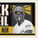 Old-school poster highlighting a black baseball player.