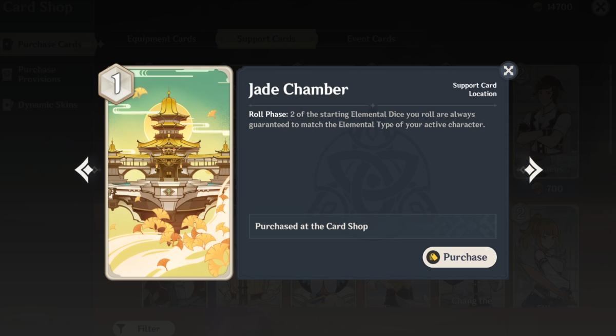 Genshin Impact Genius Invokation TCG Jade Chamber card