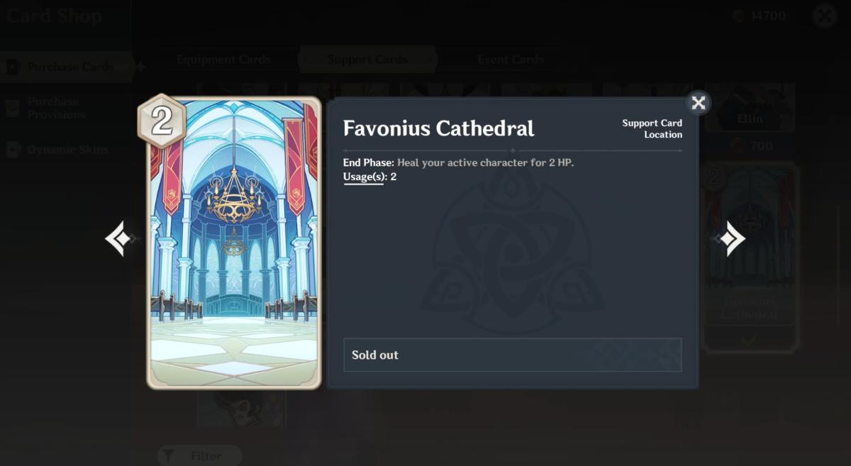 Genshin Impact Genius Invokation TCG Favonius Cathedral card