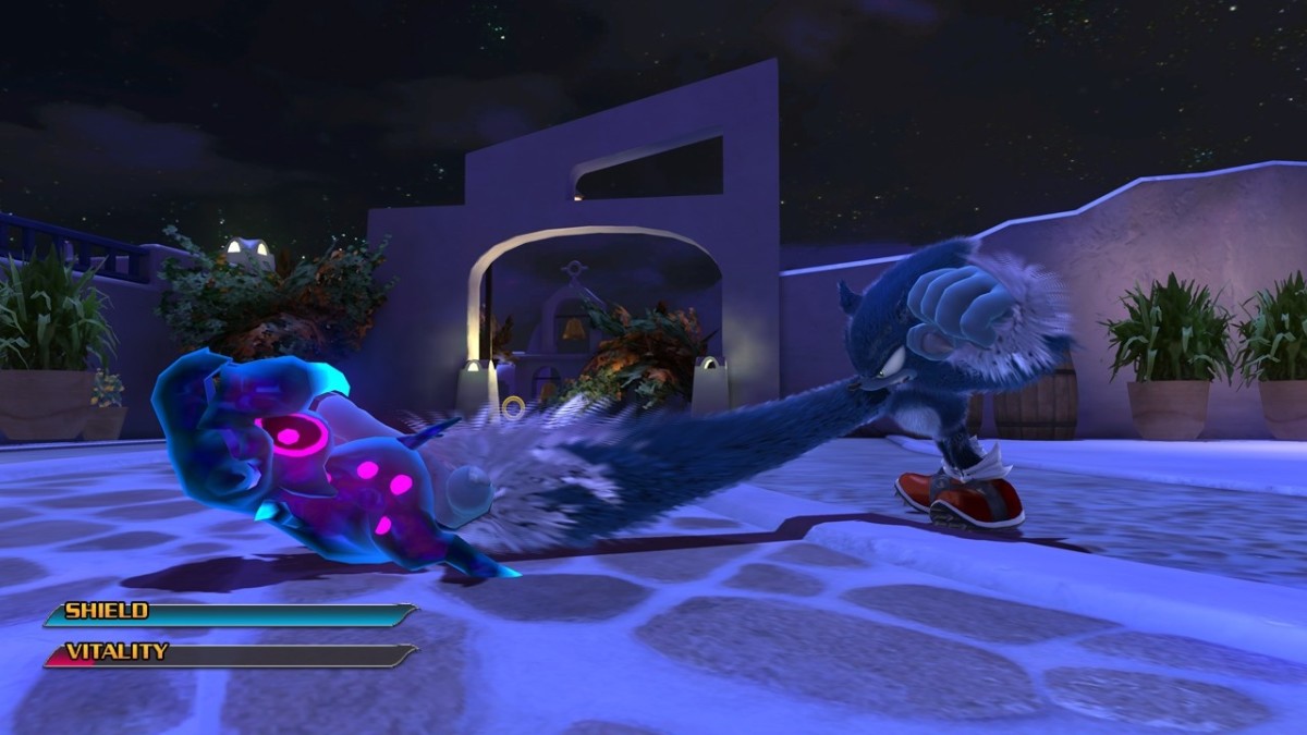 Sonic Unleashed the Werehog grabbing an enemy