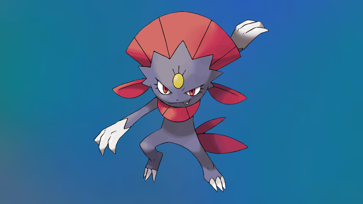 Weavile on the Pokémon Go Ice-type background.