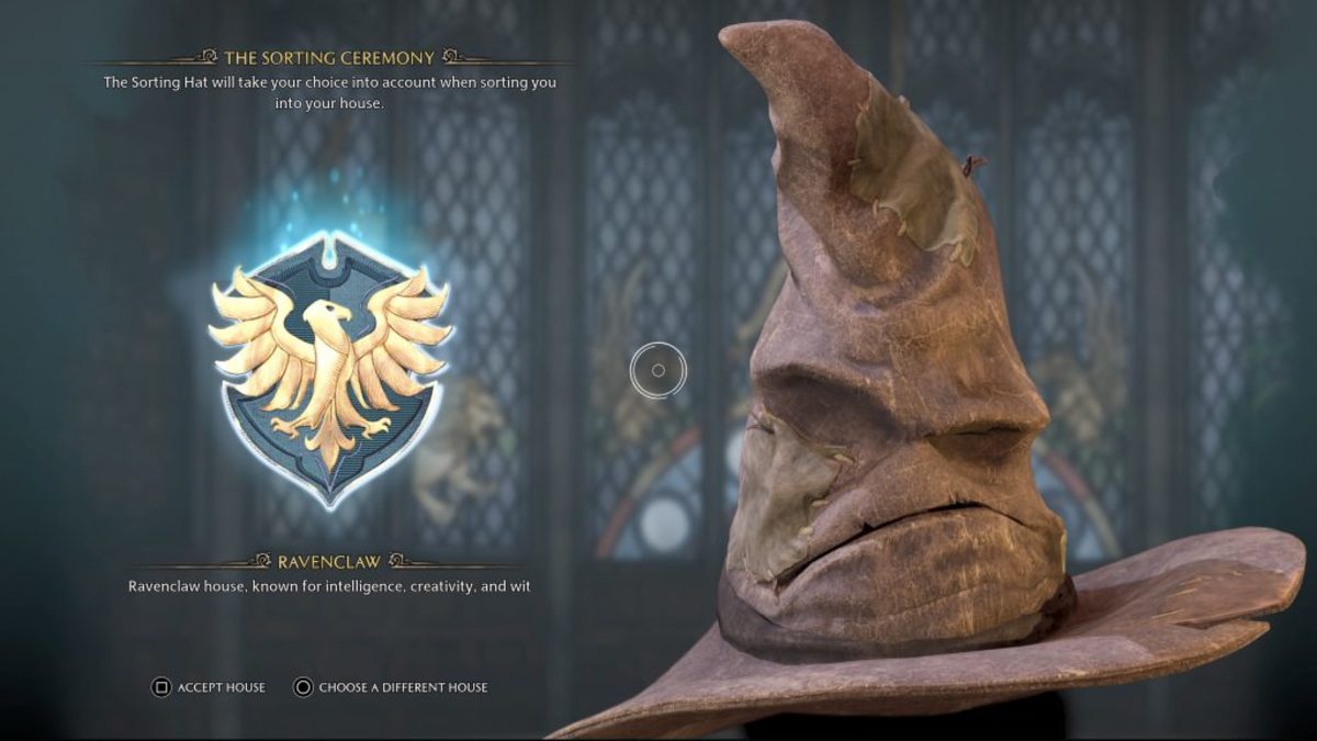 Hogwarts Legacy sorting hat proposing Ravenclaw