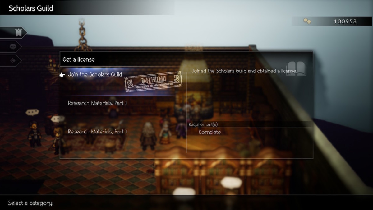 Octopath Traveler 2 Scholar liscenes