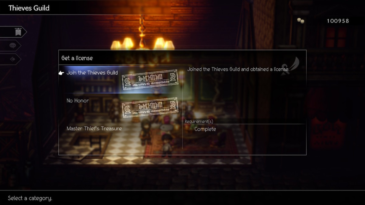 Octopath Traveler 2 Thief liscenes