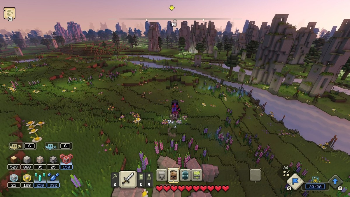 Minecraft Legends running through a field