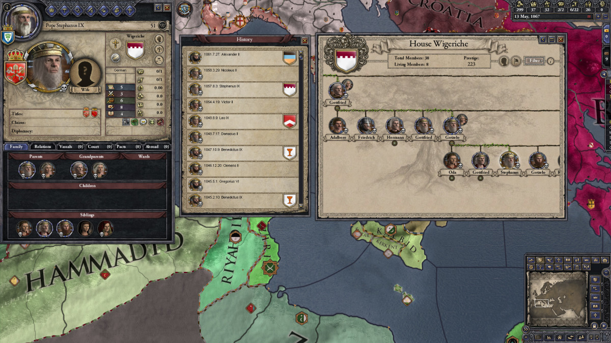 Crusader Kings 2 screenshot of a family tree.