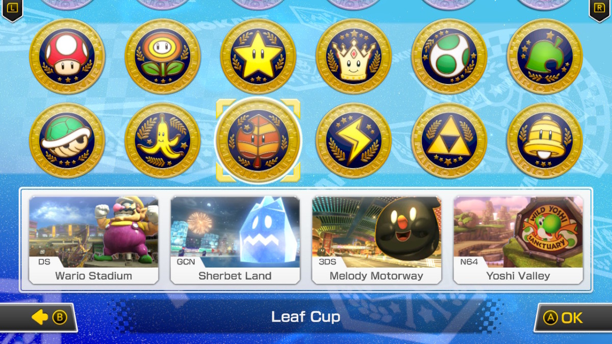 Leaf Cup, Mario Kart 8 Deluxe select screen