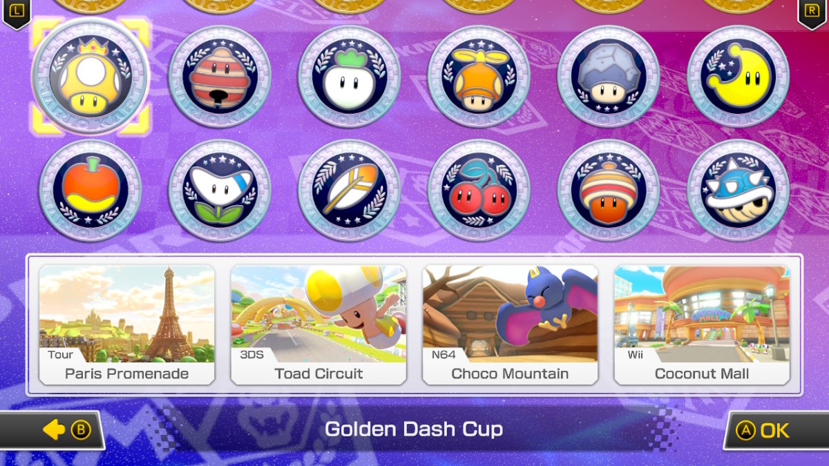 Golden Dash Cup, Mario Kart 8 Deluxe select screen