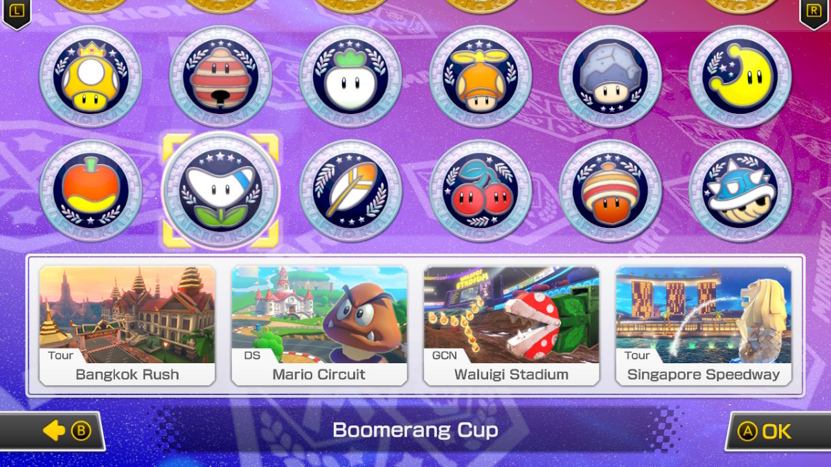 Boomerang Cup, Mario Kart 8 Deluxe select screen