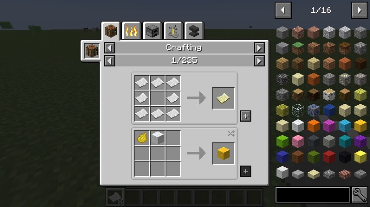 Minecraft Just Enough Items crafting recpie menu