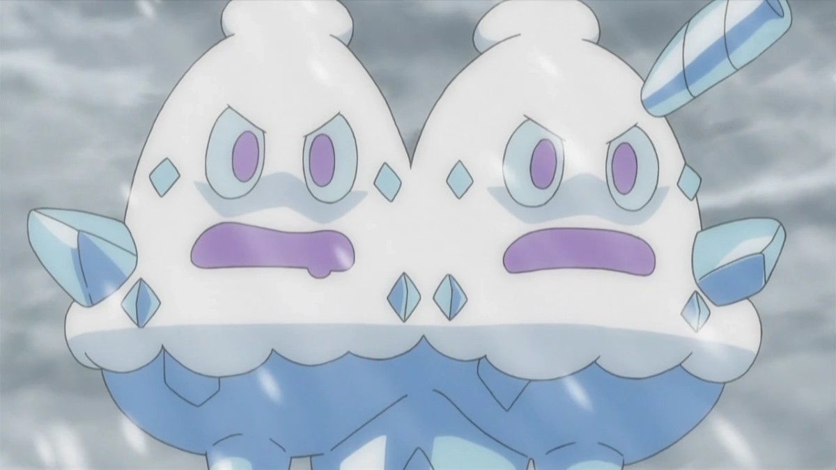 Pokemon Vanilluxe in a snowstorm