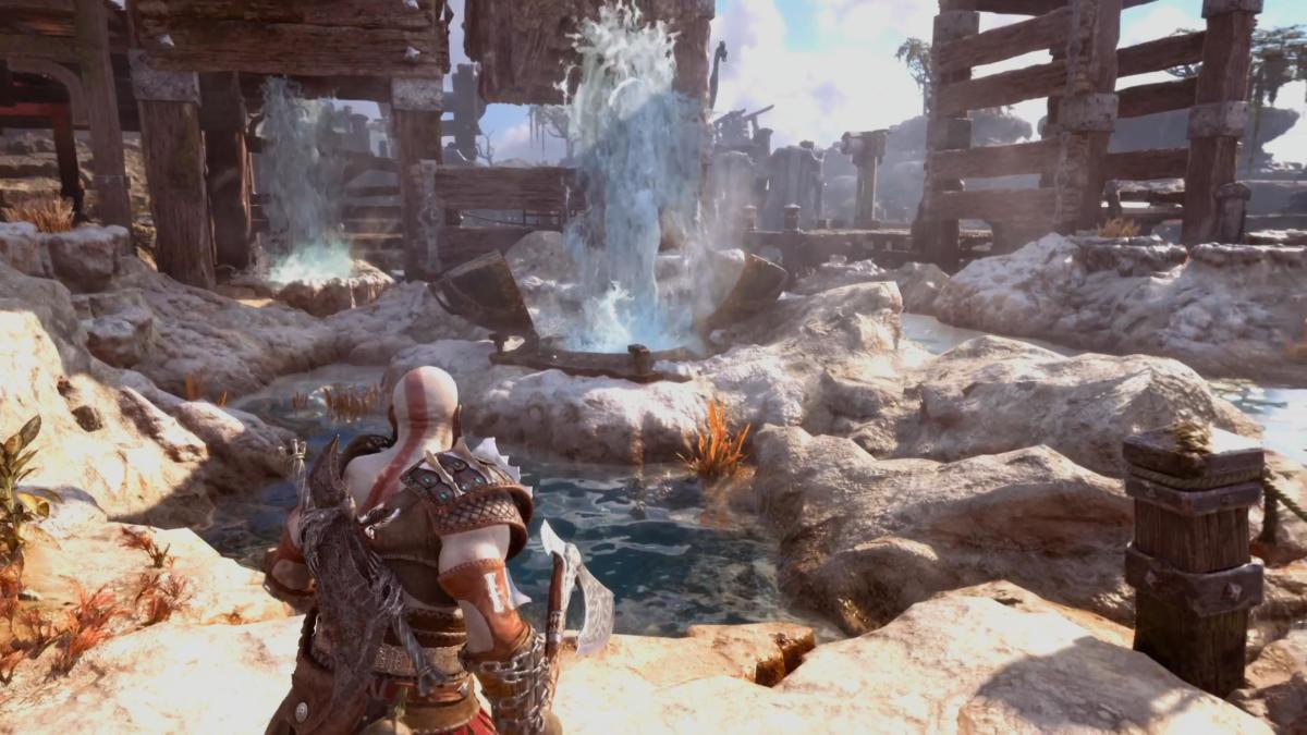 God of War Ragnarök_Aurvangar Wetlands water wheels puzzle guide 3