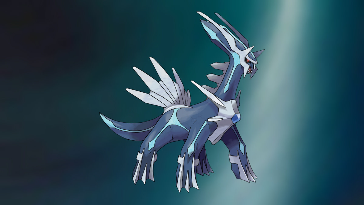 Pokémon Go Dialga on Steel-type background.