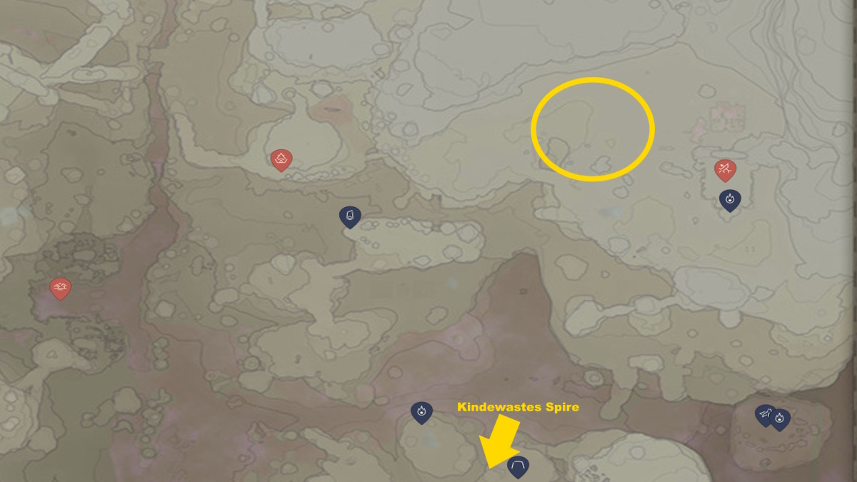 A map showing where to find Enshrouded's East Lapis town