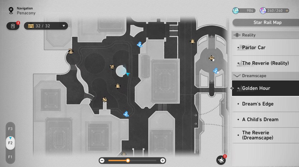 Honkai: Star Rail map showing the location of the Crystal Chalice.