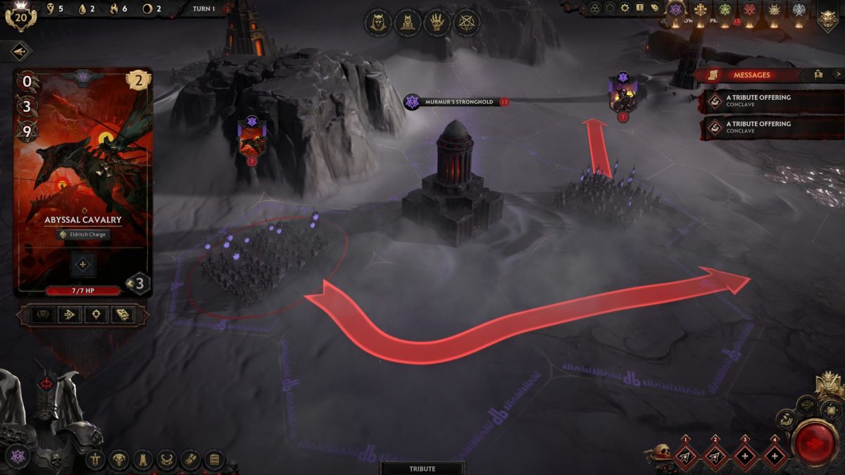 Solium Infernum screenshot showing army movement.