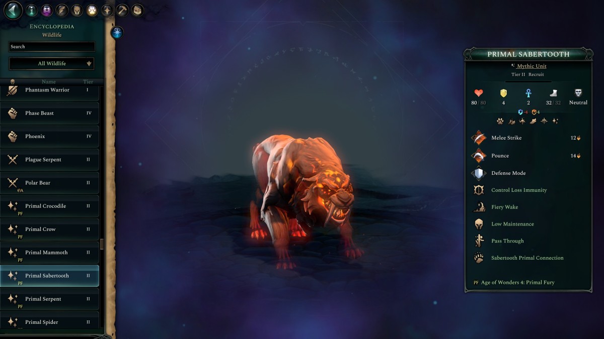 Age of Wonders 4 Primal Fury Primal Sabertooth.