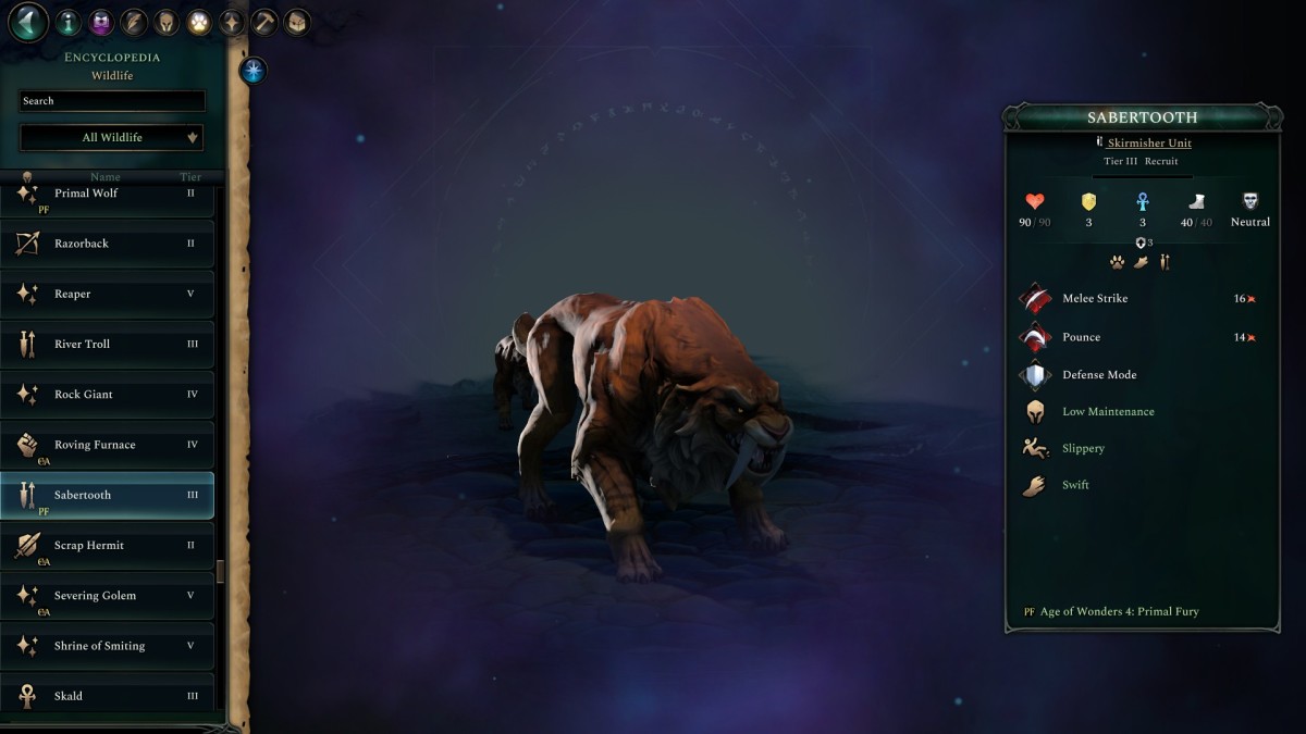 Age of Wonders 4 Primal Fury Sabertooth.